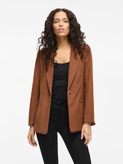 VILA Brown Tailored Straight Fit Blazer - Image 1 of 3