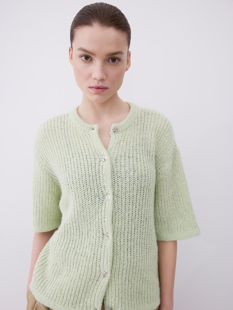 VILA Green Short Sleeve Button Through Cardigan - Image 1 of 1