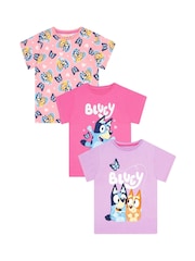 Character Pink Girls 100% Cotton T-Shirts 3 Pack - Image 1 of 6