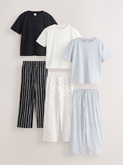 Monochrome Short Sleeve Pyjamas 3 Pack - Image 1 of 9