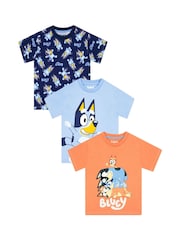 Character Blue Short Sleeve 100% Cotton T-Shirts 3 Pack - Image 1 of 6