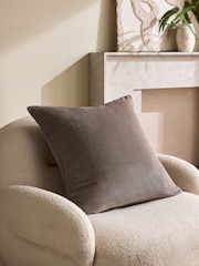 Light Natural 59 x 59cm Soft Velour Cushion - Image 1 of 4