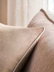 Dark Natural Matte Velvet Contrast Pipe 59 x 59cm Cushion - Image 2 of 4