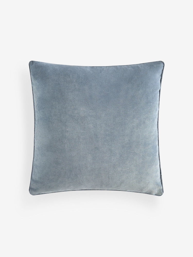 Blue Soft Velour Cushion - Image 4 of 4