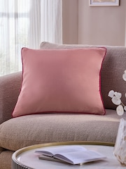 Pink Matte Velvet Contrast Pipe 59 x 59cm Cushion - Image 1 of 5
