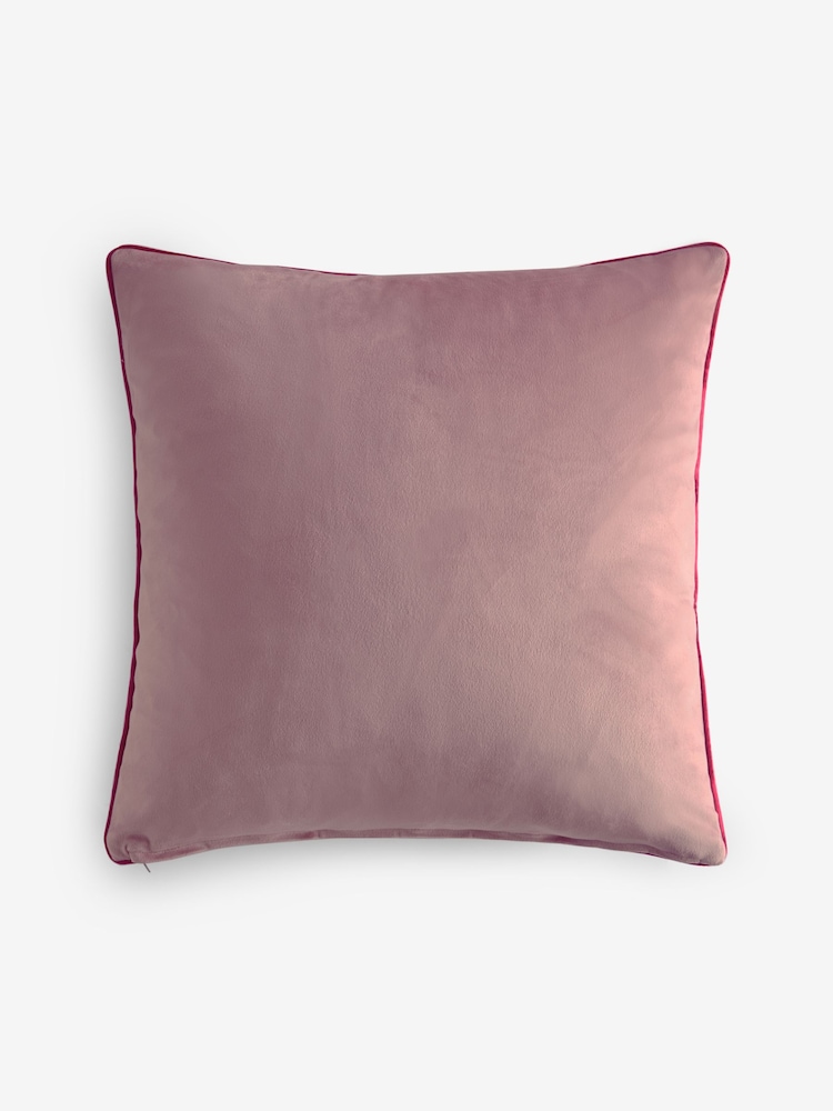 Pink Matte Velvet Contrast Pipe 59 x 59cm Cushion - Image 5 of 5 Pink Matte Velvet Contrast Pipe 59 x 59cm Cushion - Image 5 of 5