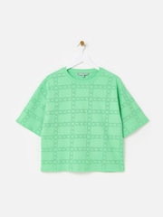 Oliver Bonas Green Square Broderie T-Shirt - Image 3 of 7