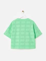 Oliver Bonas Green Square Broderie T-Shirt - Image 4 of 7