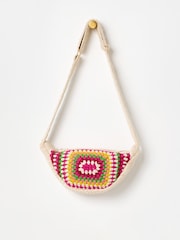 Oliver Bonas Cream Rectangular Granny Square Crochet Belt Bag - Image 1 of 6