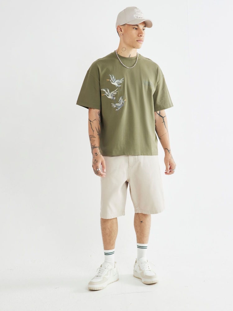River Island Green Kyoto Studios Crane 100% Cotton T-Shirt - Image 1 of 4 River Island Green Kyoto Studios Crane 100% Cotton T-Shirt - Image 1 of 4