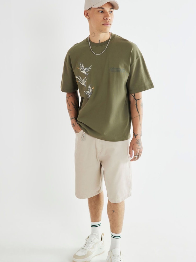 River Island Green Kyoto Studios Crane 100% Cotton T-Shirt - Image 2 of 4