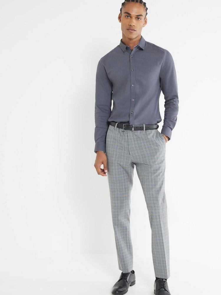 River Island Grey Muscle Fit Textured Shirt - Image 1 of 1