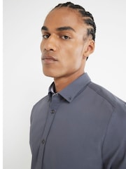 siva - River Island Muscle Fit Textured Shirt - Slika 2 iz 3