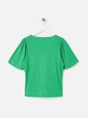 Oliver Bonas Twist Front V-Neck Short Sleeve 100% Cotton Top - Image 4 of 7