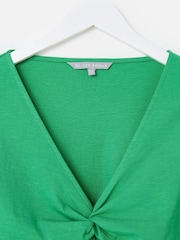 Oliver Bonas Twist Front V-Neck Short Sleeve 100% Cotton Top - Image 5 of 7