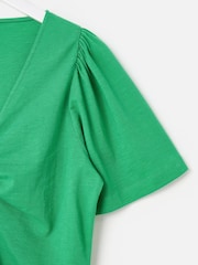 Oliver Bonas Twist Front V-Neck Short Sleeve 100% Cotton Top - Image 6 of 7
