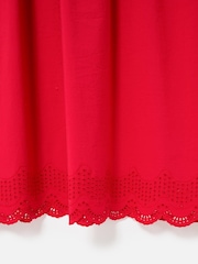 Oliver Bonas Red Scalloped Broderie Midi 100% Cotton T-Shirt Dress - Image 4 of 7