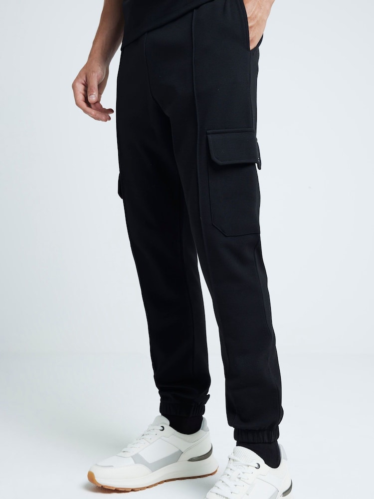 River Island Black Slim Fit Smart Cargo Joggers - Image 1 of 3 River Island Black Slim Fit Smart Cargo Joggers - Image 1 of 3