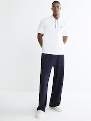 River Island White Slim Fit Tipped Zip T-Shirt - Image 2 of 4