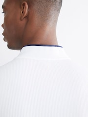 River Island White Slim Fit Tipped Zip T-Shirt - Image 4 of 4