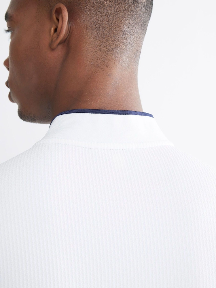 River Island White Slim Fit Tipped Zip T-Shirt - Image 4 of 4