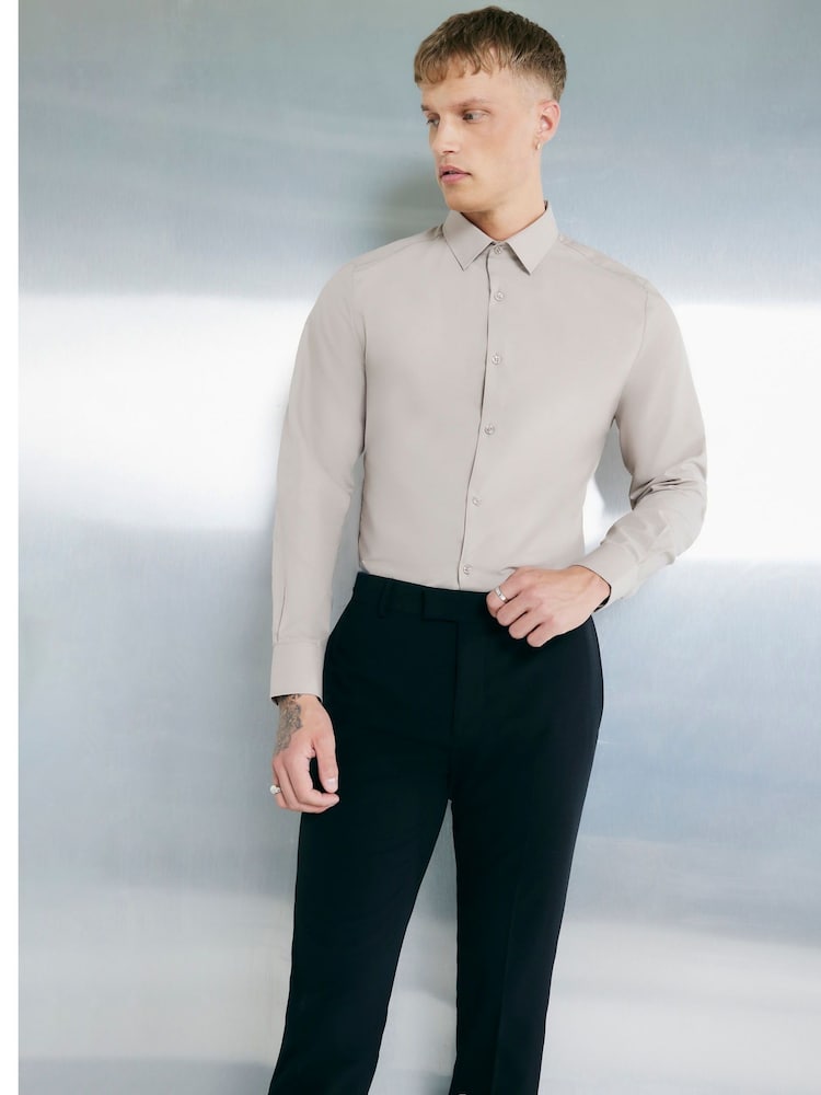River Island Brown Slim Fit Formal Shirt - Image 1 of 1