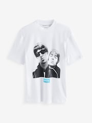 River Island White Oasis Band 100% Cotton T-Shirt - Image 1 of 1