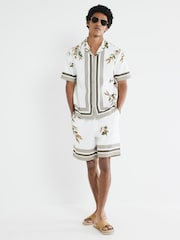 River Island Brown Olive Border Revere Shirt - Image 3 of 3