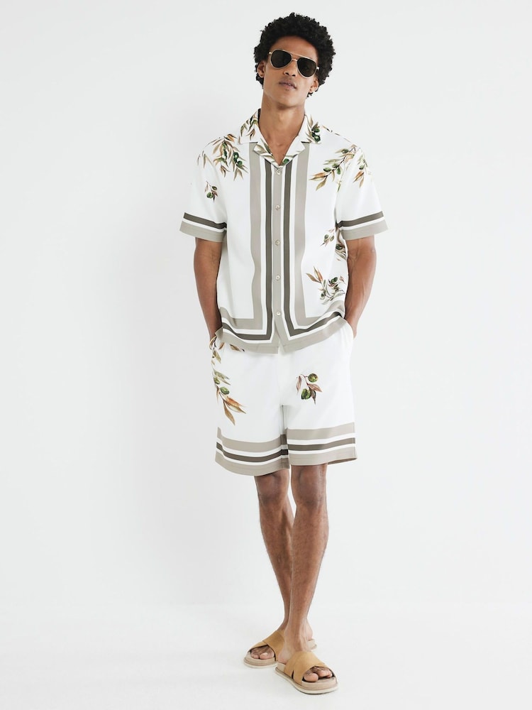 River Island Brown Olive Border Revere Shirt - Image 3 of 3 River Island Brown Olive Border Revere Shirt - Image 3 of 3