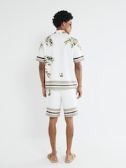 River Island Brown Olive Border Revere Shirt - Image 3 of 3