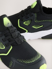 Black/Yellow Standard Fit (F) Elastic Lace Trainers - Image 7 of 7