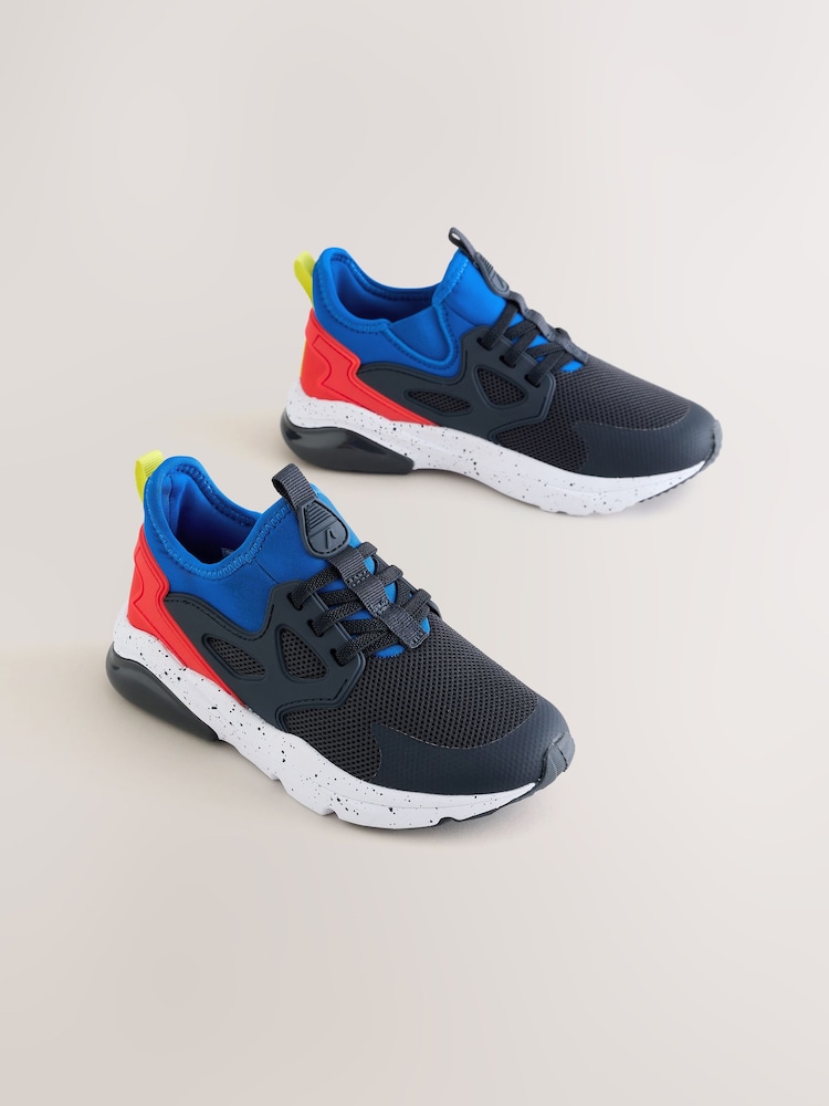 Navy Colourblock Standard Fit (F) Elastic Lace Trainers - Image 1 of 6