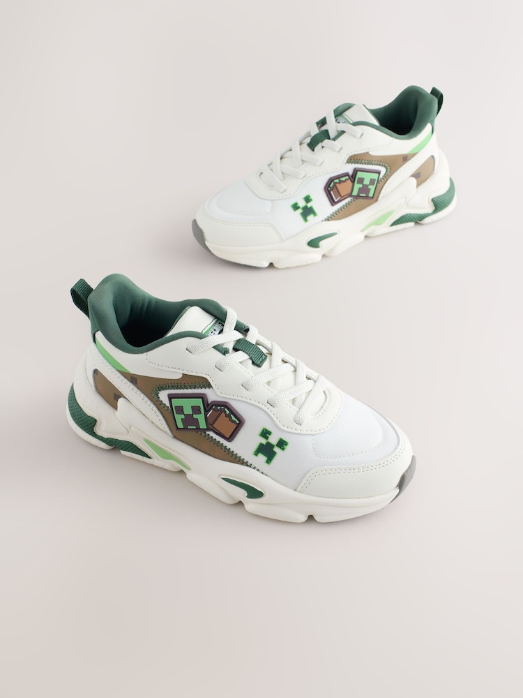 White Minecraft Elastic Lace Trainers - Image 1 of 5 White Minecraft Elastic Lace Trainers - Image 1 of 5