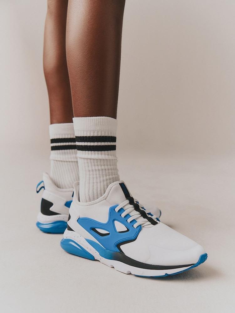 Balts/zils - Elastīgas mežģīņu kedas - Attēls 1 no 8 Balts/zils - Elastīgas mežģīņu kedas - Attēls 1 no 8