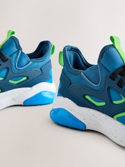 Blue Standard Fit (F) Minecraft Elastic Lace Trainers - Image 9 of 9