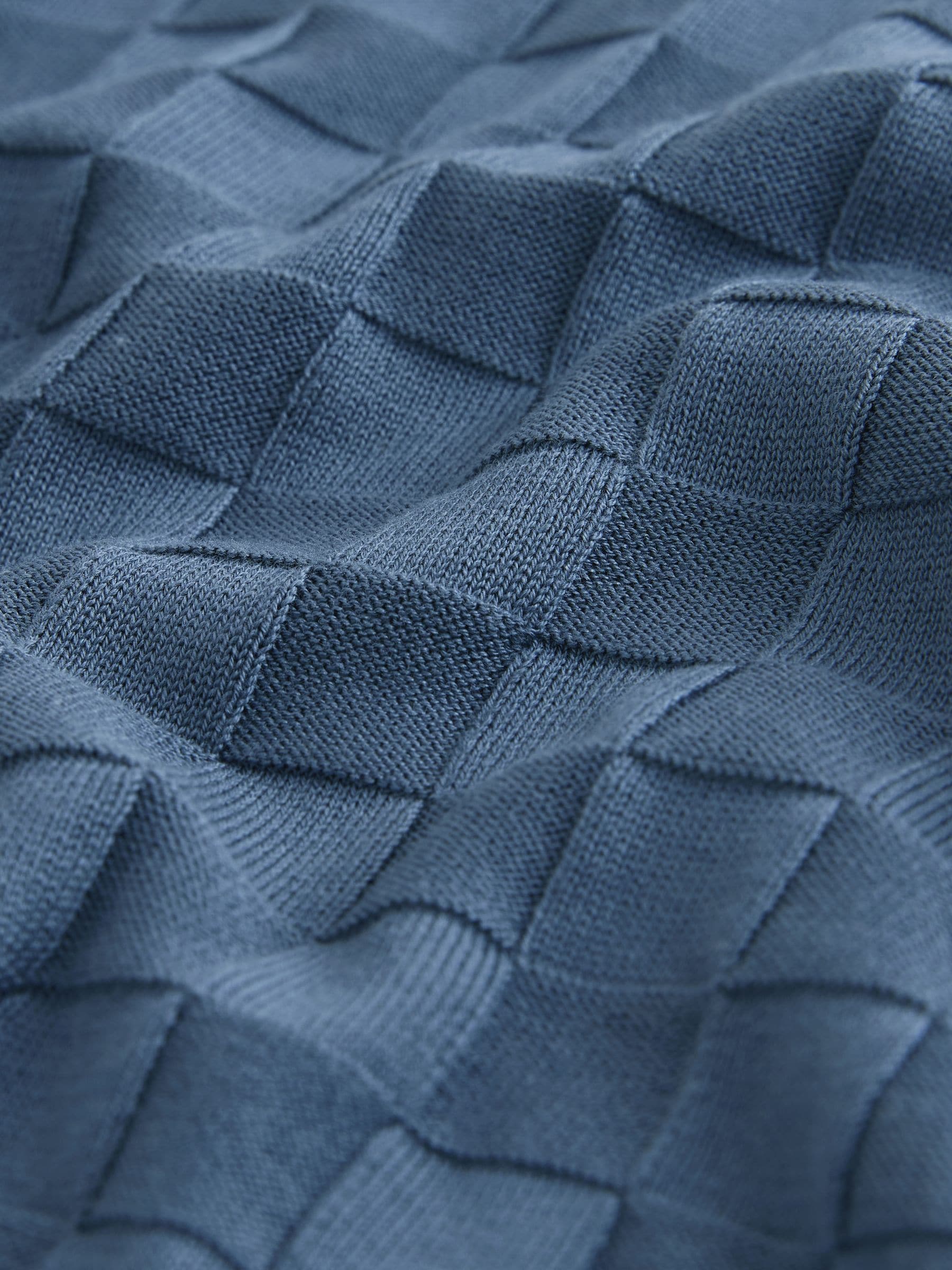 Buy Синій денім - N. Premium Checkerboard Knit Quarter Zip Polo