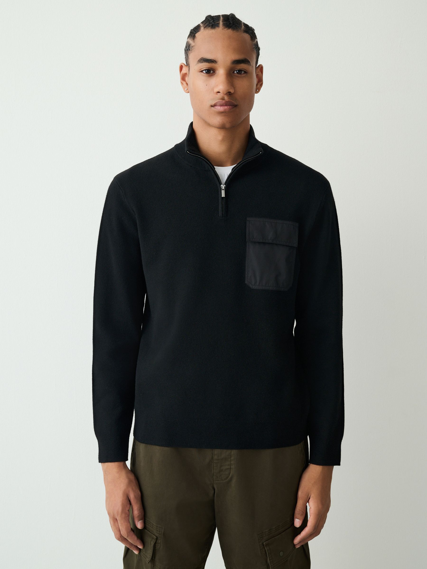 Second/Layer ニットポロ M Buy Black N. Premium Regular Fit Ultrasoft Smart Quarter Zip Neck