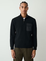 أسود - Regular Fit Premium Mid Weight Quarter Zip Neck Jumper - صورة 1 من 6