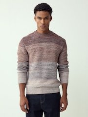 Multi Regular Fit Ombre Twist Knit Crew Neck Jumper - Image 1 of 7