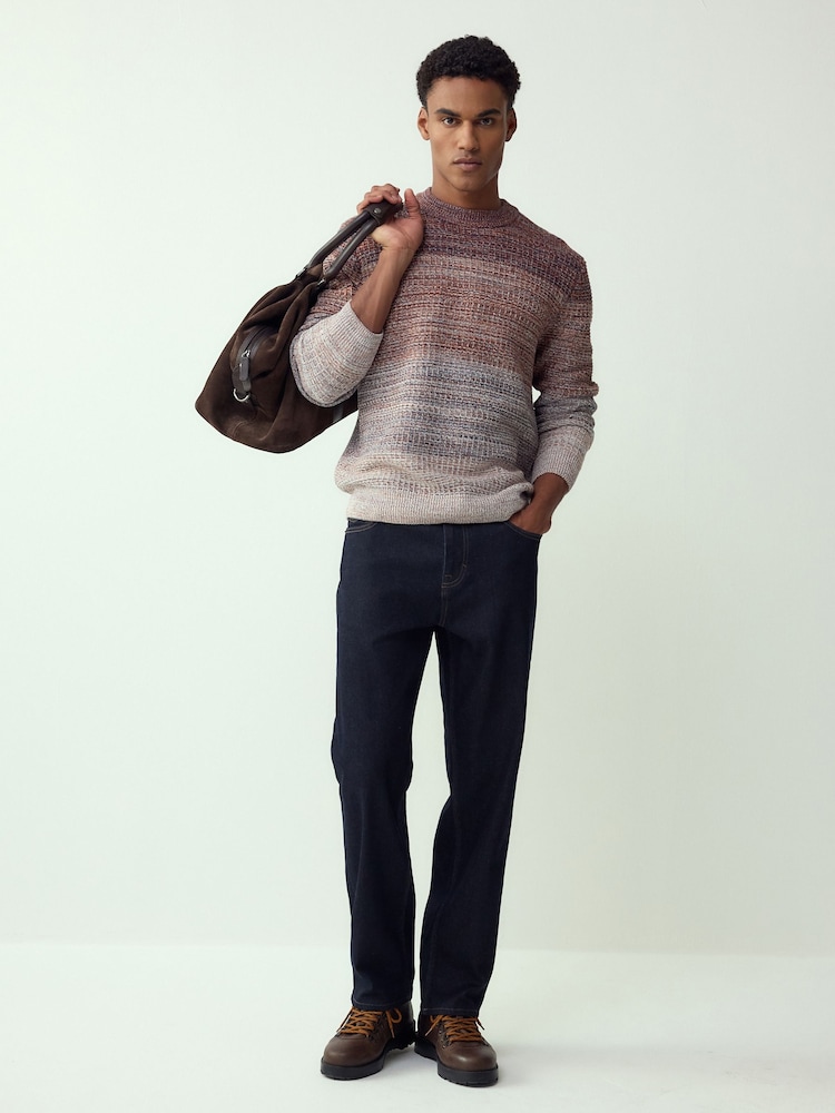 Multi Regular Fit Ombre Twist Knit Crew Neck Jumper - Image 2 of 4 Multi Regular Fit Ombre Twist Knit Crew Neck Jumper - Image 2 of 4