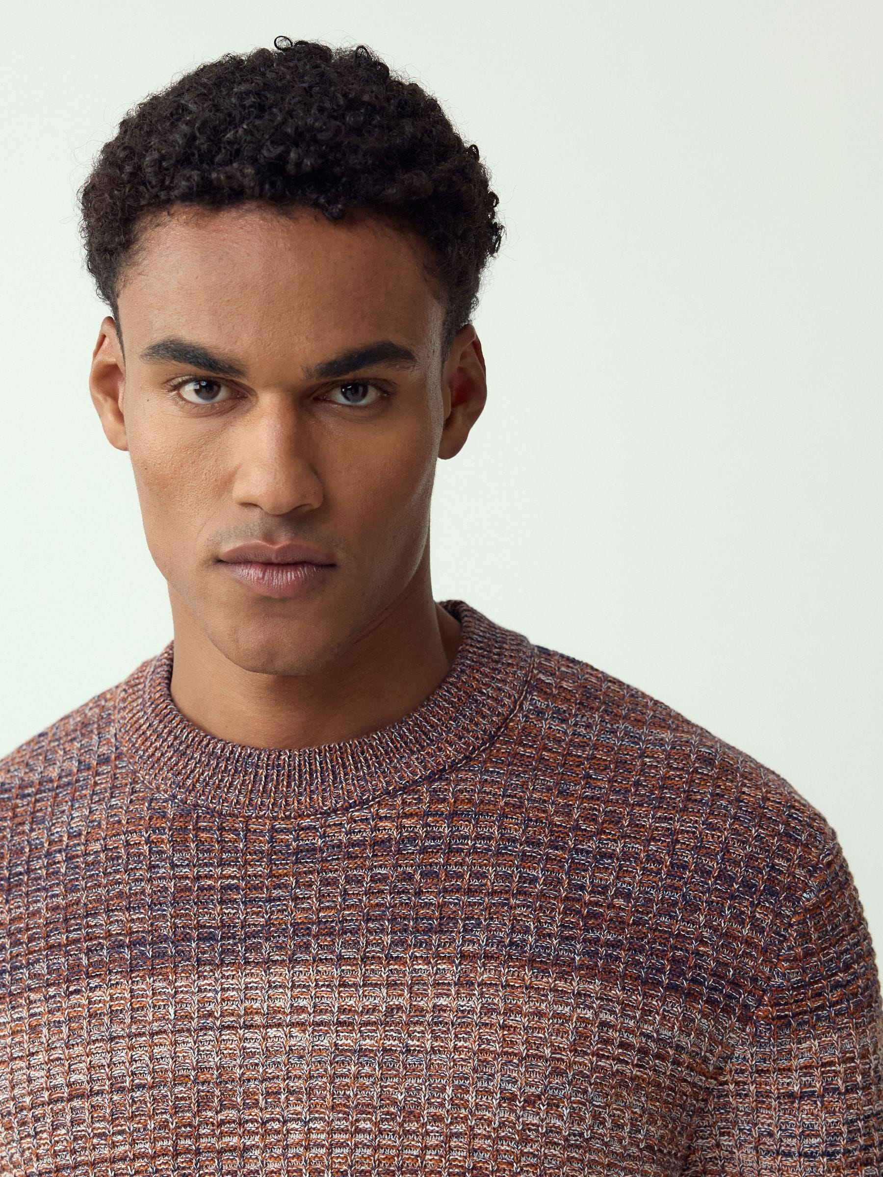 Buy Multi Regular Fit 100% Cotton Ombre Twist Knit Crew Jumper