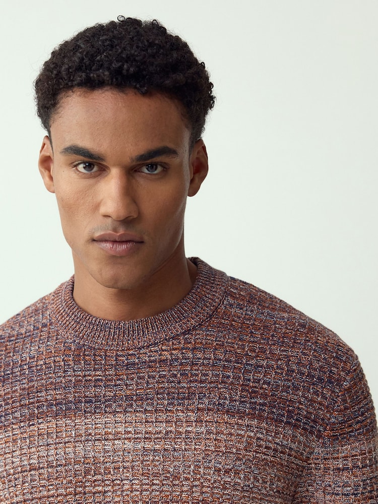 Multi Regular Fit Ombre Twist Knit Crew Neck Jumper - Image 4 of 4 Multi Regular Fit Ombre Twist Knit Crew Neck Jumper - Image 4 of 4