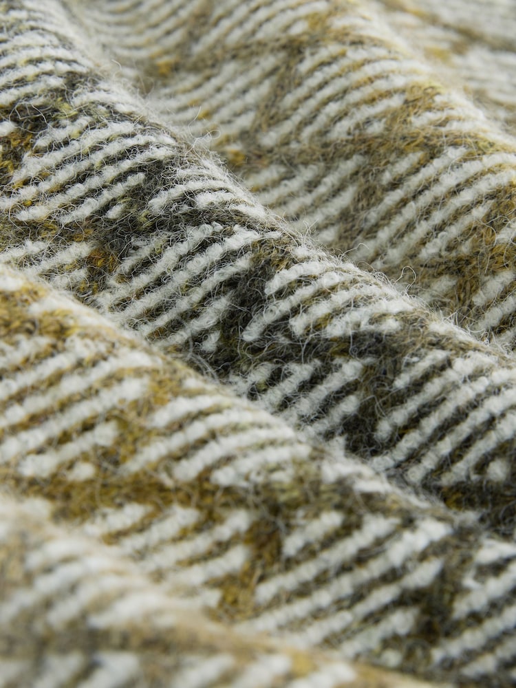 Khaki Green Relaxed Fit Ombre Diamond Pattern Texture Crew Neck Jumper with Wool - Image 2 of 7 Khaki Green Relaxed Fit Ombre Diamond Pattern Texture Crew Neck Jumper with Wool - Image 2 of 7