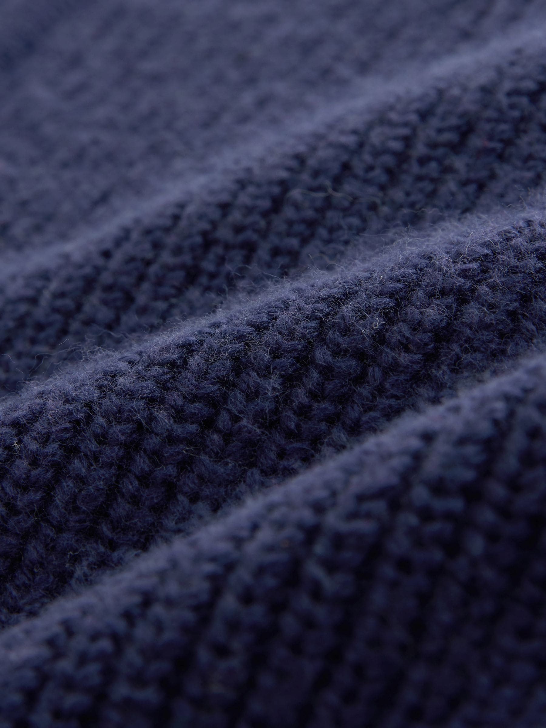 Buy Navy Blue - Relaxed Fit Ribbed Zip Through Cardigan with Wool
