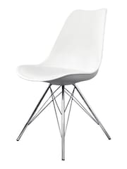 Fusion Living White Soho Plastic Dining Chairs Chrome Leg Set of 2 - Image 2 of 6