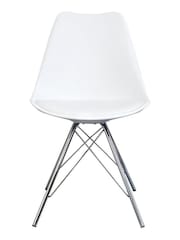 Fusion Living White Soho Plastic Dining Chairs Chrome Leg Set of 2 - Image 3 of 6