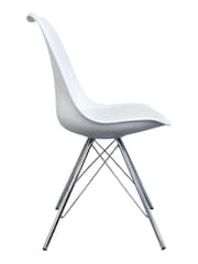 Fusion Living White Soho Plastic Dining Chairs Chrome Leg Set of 2 - Image 4 of 6