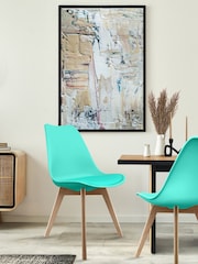 Fusion Living Aqua Soho Plastic Dining Chair with Squared Light Wood Light Wood Leg Legs - Image 1 of 6