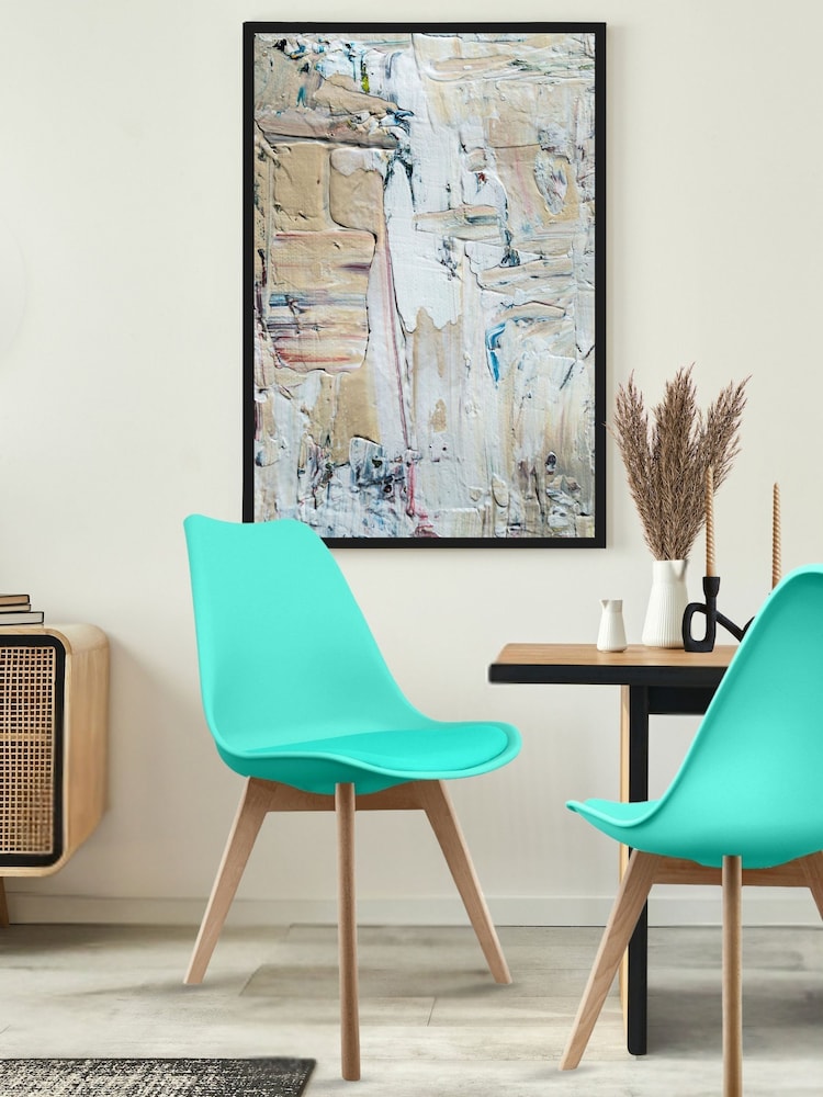 Fusion Living Aqua Soho Plastic Dining Chair with Squared Light Wood Light Wood Leg Legs - Image 1 of 6
