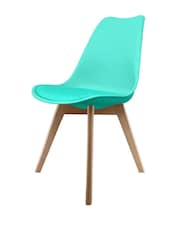 Fusion Living Aqua Soho Plastic Dining Chair with Squared Light Wood Light Wood Leg Legs - Image 2 of 6